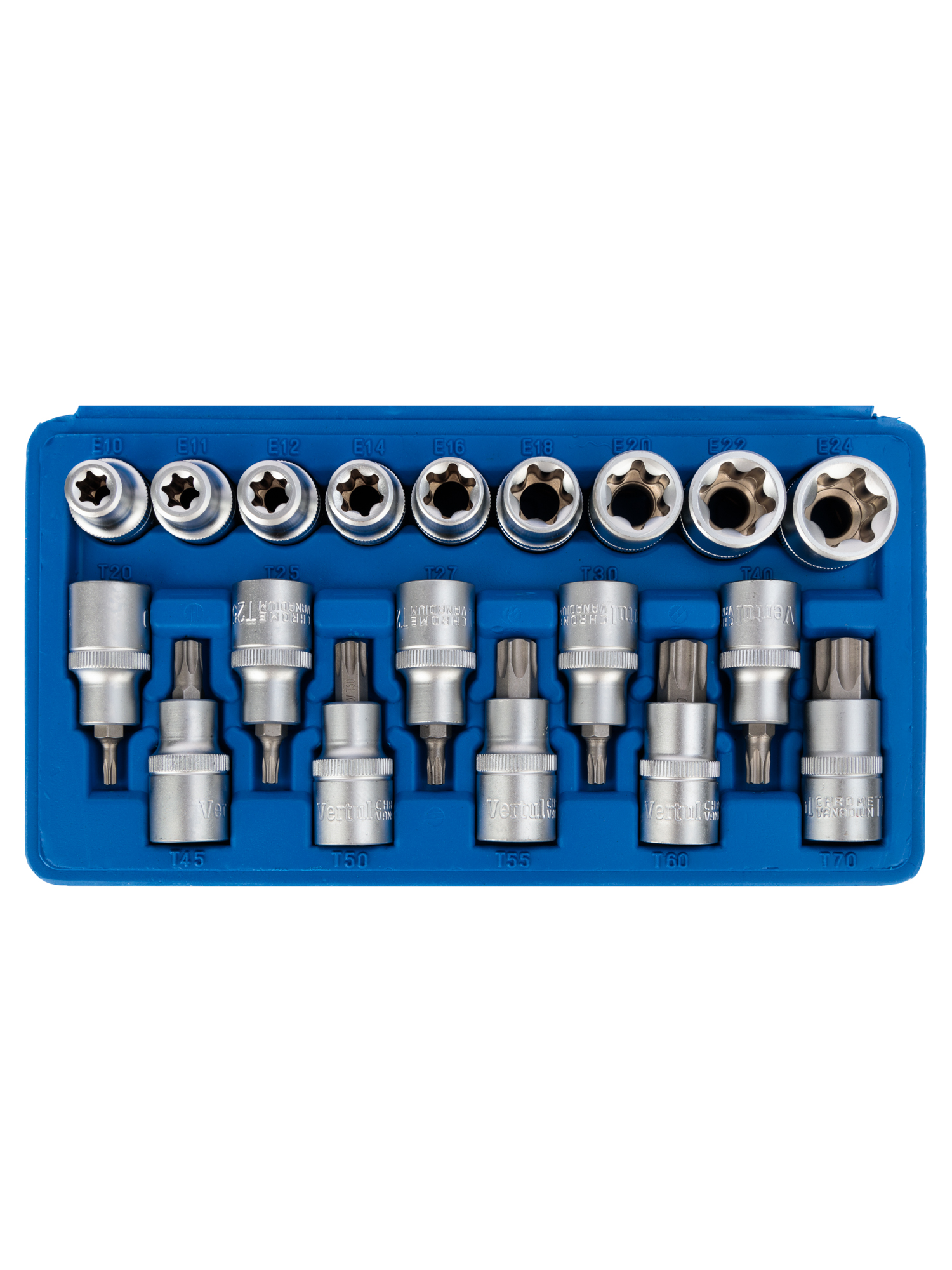 Набор головок и головок со вставками TORX 1/2", 19 пр.